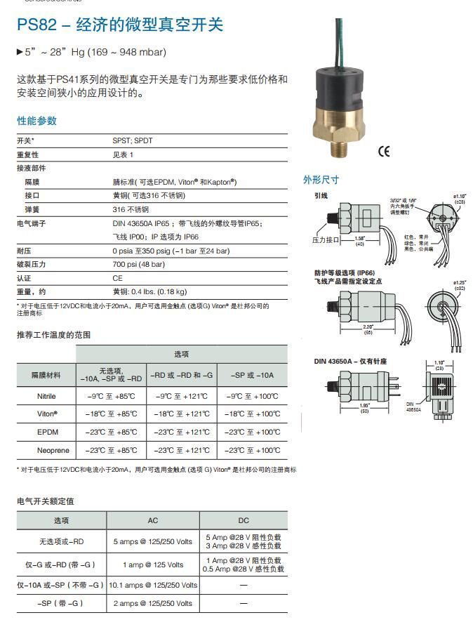 GEMS美國捷邁PS82經(jīng)濟的微型真空開關(guān)